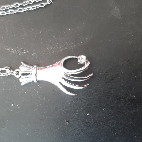 50s sterling rhinestone pendant necklace - Picture 2 of 3